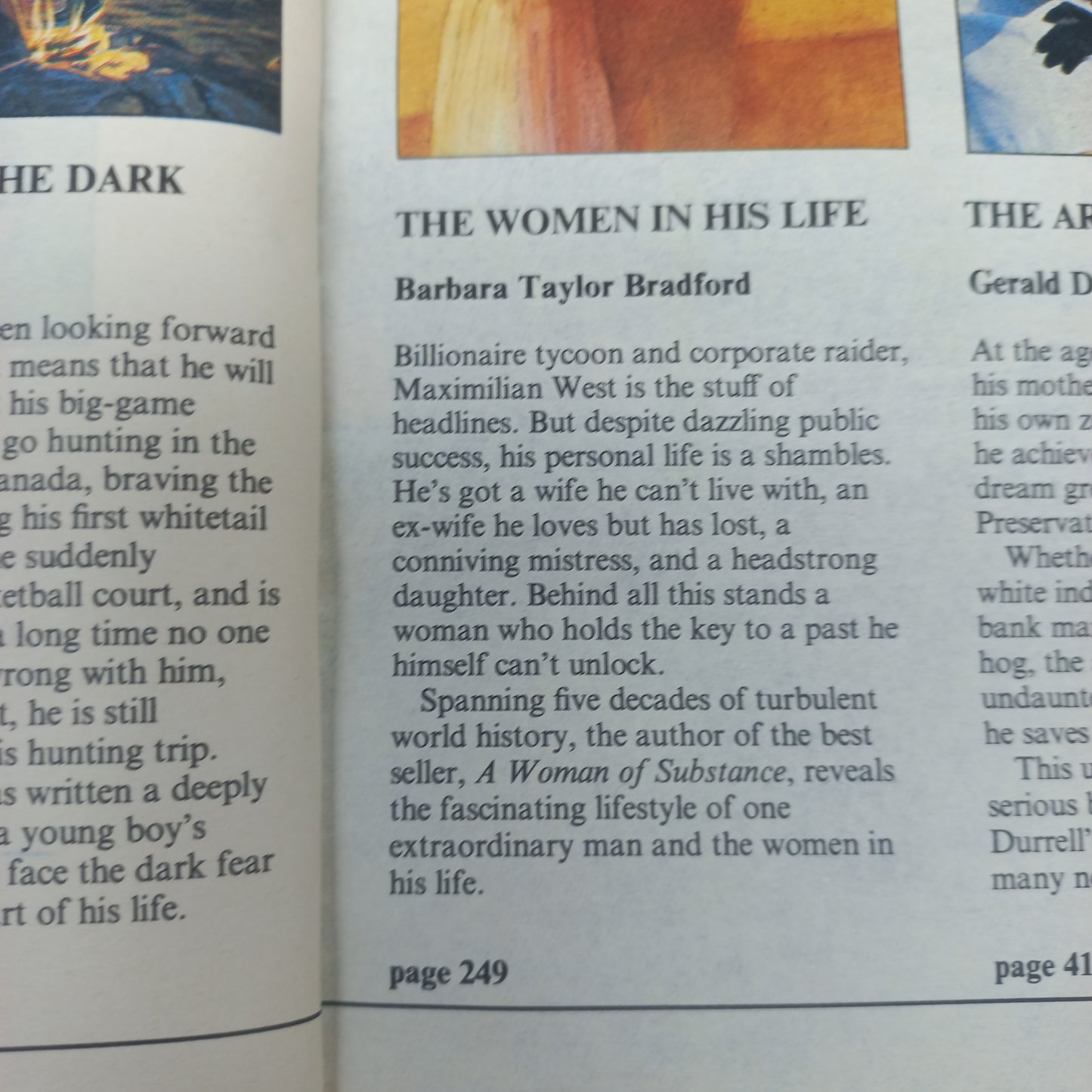 Deathwatch by C. Falconer, Hunter in the Dark by M. Hughes, The Women in His Life by B.T. Bradford & The Ark's Anniversary by G. Durrell Reader's Digest (4 in 1)