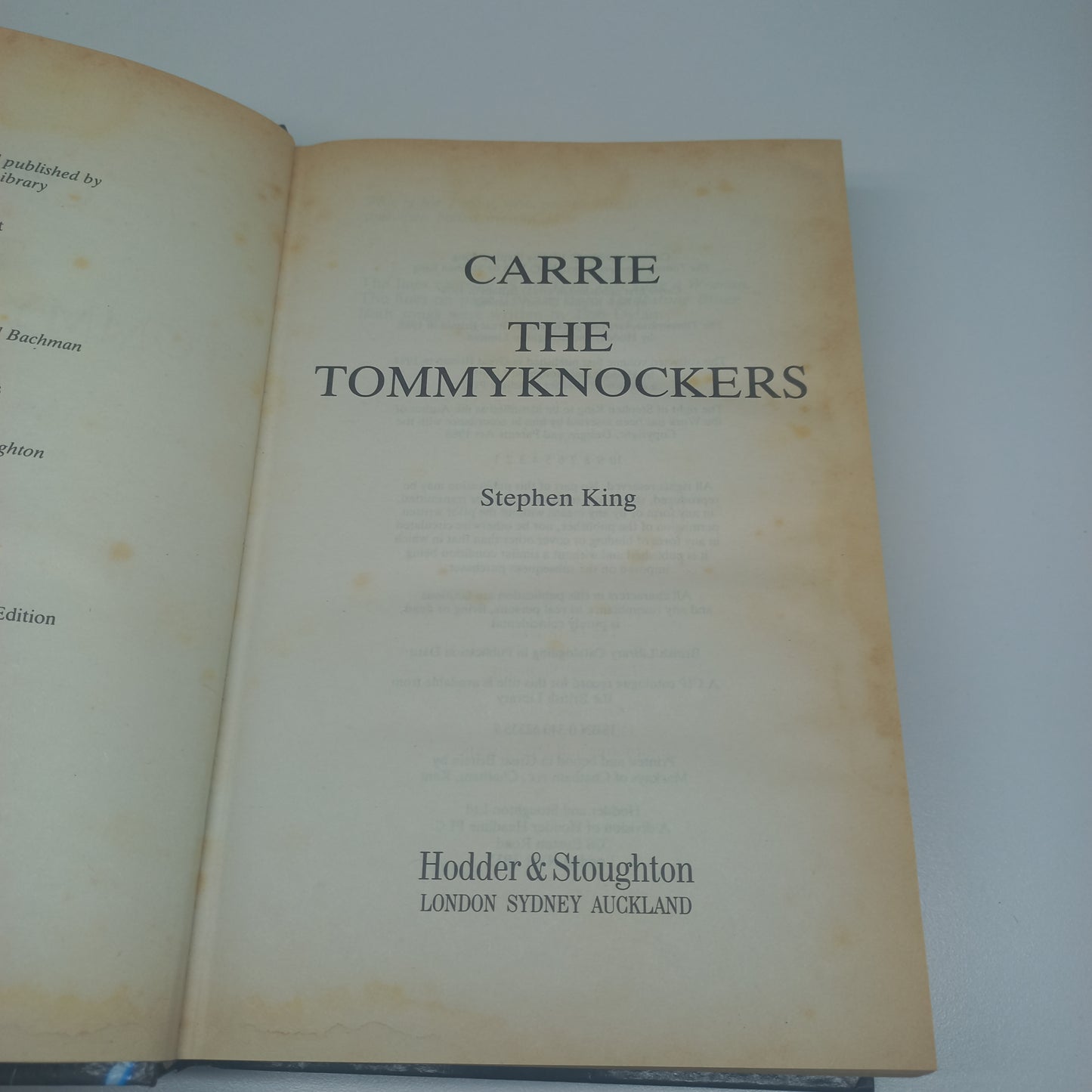 Stephen King Carrie & The Tommyknockers 2 IN 1