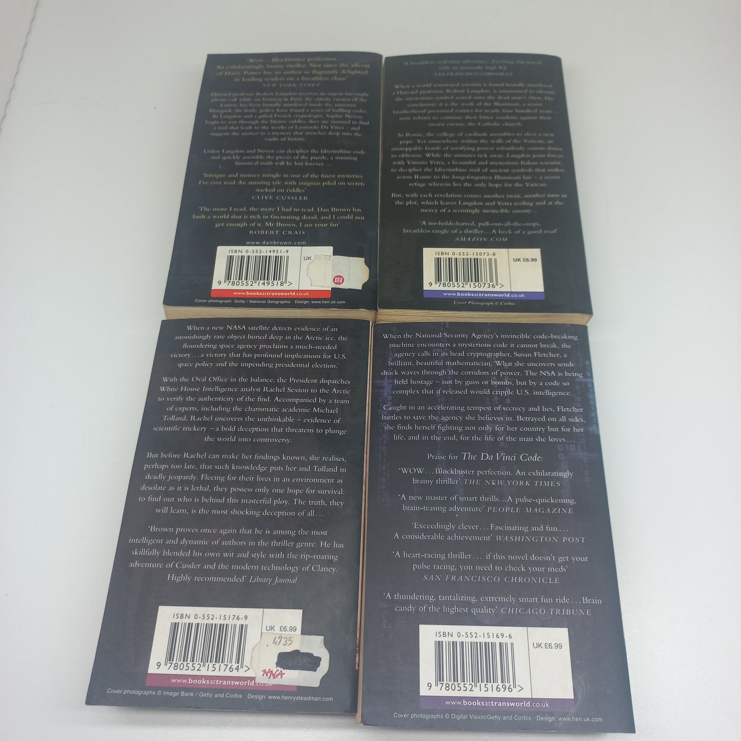 Dan Brown 4 Book Bundle The Da Vinci Code, Angels and Demons, Digital Fortress & Deception Point